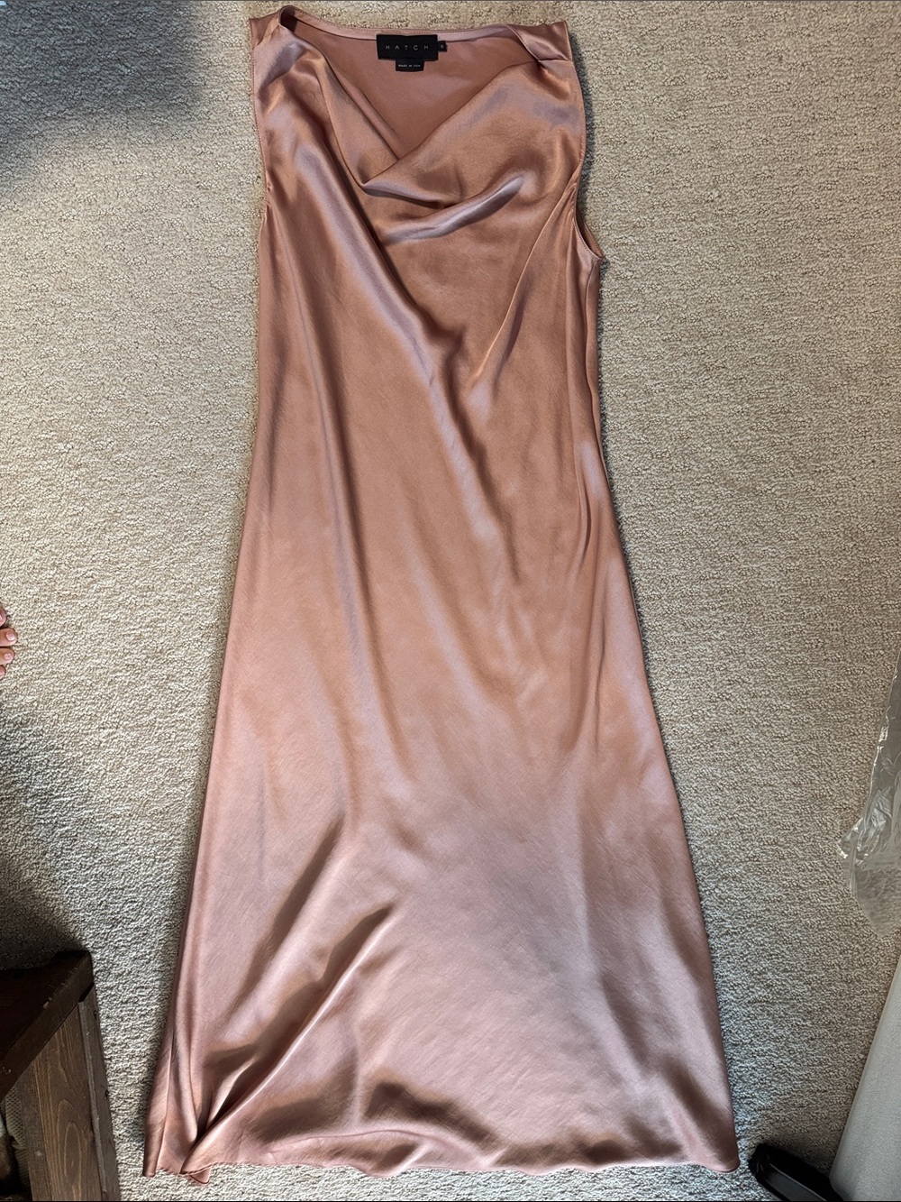 Hatch Rose Satin Cowl Neck Maxi Dress